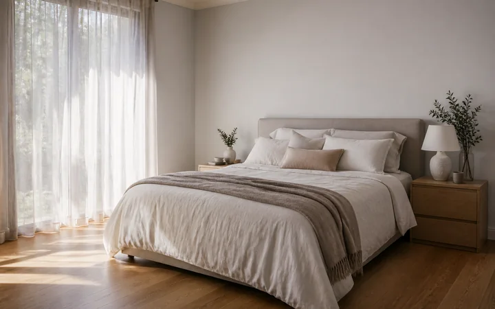 Furnished bedroom in a residential property