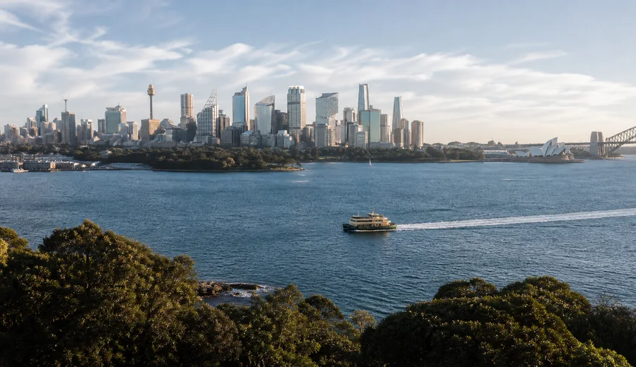 Sydney harbour with the city skyline in the background