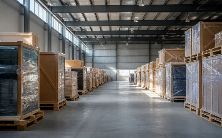 Stock and crates staged in a warehouse ready for transport